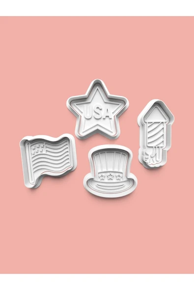 Amerika Teması Kurabiye Kalıbı Ve Şeker Hamuru Kalıbı 4'lü set ürün görseli