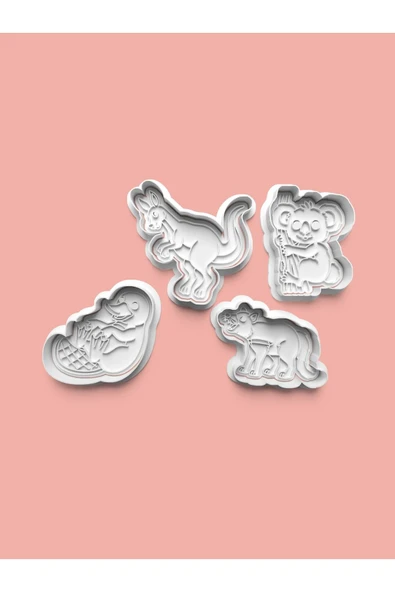 Hayvan Figürleri Kurabiye Kalıbı Ve Şeker Hamuru Kalıbı 4'lü set ürün görseli