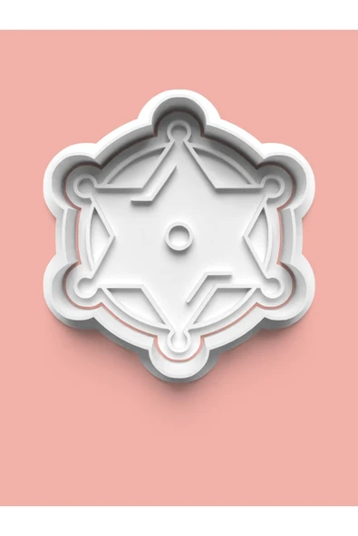Kovboy Temalı Şerif Yıldızı Rozeti Figürü Kurabiye Kalıbı Ve Şeker Hamuru Kalıbı ürün görseli