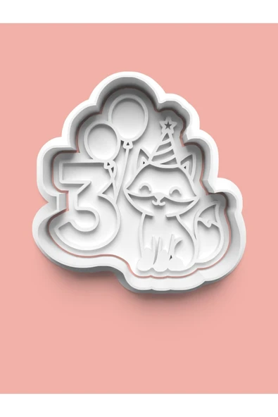 Üç Yaş Doğum Günü Kurabiye Kalıbı Ve Şeker Hamuru Kalıbı - 3 Rakamı ürün görseli