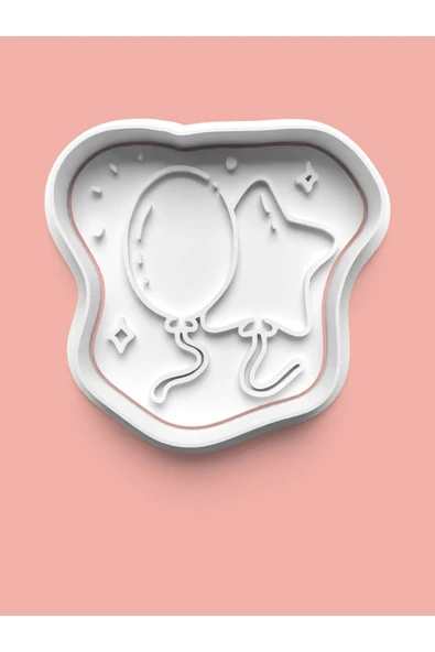 Parti Temalı Yıldız ve Balonlu Kurabiye Kalıbı Ve Şeker Hamuru Kalıbı ürün görseli