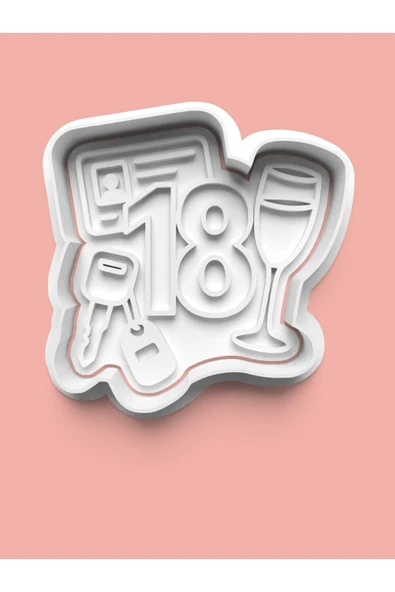 On Sekiz Yaş Doğum Günü Kurabiye Kalıbı Ve Şeker Hamuru Kalıbı - 18 Rakamı ürün görseli