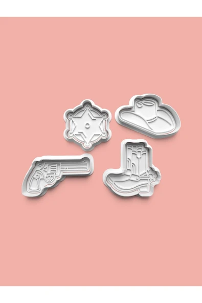 Kovboy Kurabiye Kalıbı Ve Şeker Hamuru Kalıbı 4'lü set ürün görseli