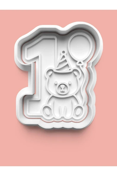 Bir Yaş Doğum Günü Kurabiye Kalıbı Ve Şeker Hamuru Kalıbı - 1 Rakamı ürün görseli