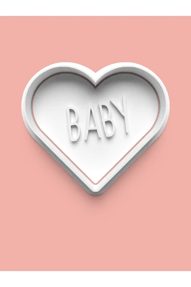 Baby Yazılı Kalp Kurabiye Kalıbı Ve Şeker Hamuru Kalıbı ürün görseli
