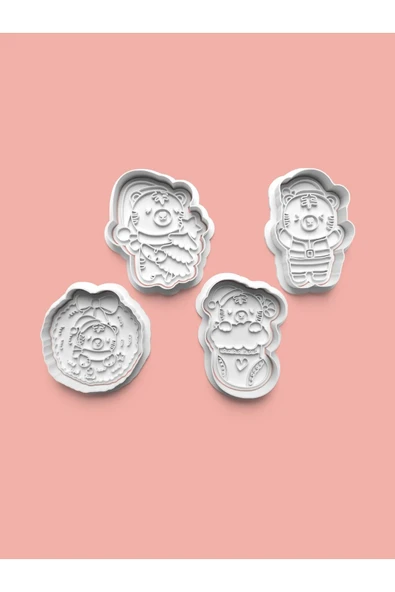 Sevimli Yavru Ayıcık Kurabiye Kalıbı Ve Şeker Hamuru Kalıbı 4'lü set ürün görseli