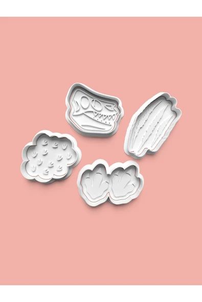 Dinozor Teması Kurabiye Kalıbı Ve Şeker Hamuru Kalıbı 4'lü set ürün görseli