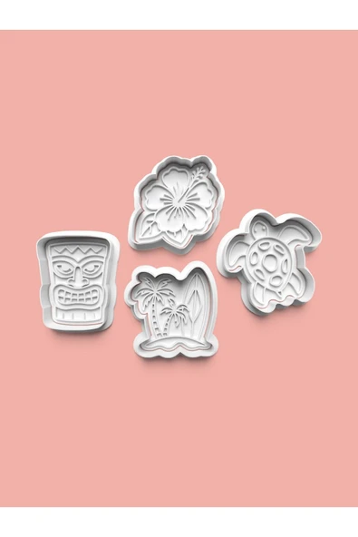 Hawaii Teması Kurabiye Kalıbı Ve Şeker Hamuru Kalıbı 4'lü set ürün görseli