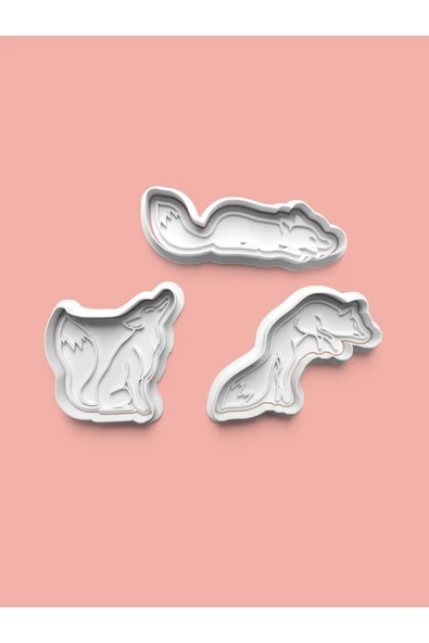 Tilki Figürü Kurabiye Kalıbı Ve Şeker Hamuru Kalıbı 3'lü set ürün görseli