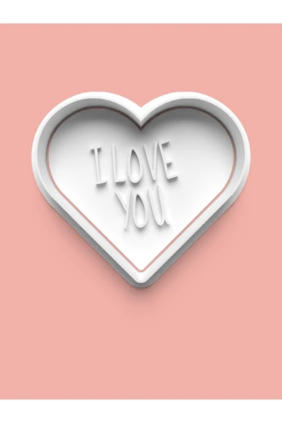 I Love You Yazılı Kalp Kurabiye Kalıbı Ve Şeker Hamuru Kalıbı ürün görseli