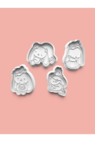 Sevimli Tavşan Kurabiye Kalıbı Ve Şeker Hamuru Kalıbı 4'lü set ürün görseli