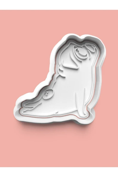 Yoga Yapan Pug Köpeği Figürü Kurabiye Kalıbı Ve Şeker Hamuru Kalıbı ürün görseli