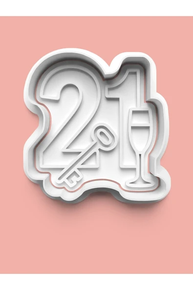 Yirmi Bir Yaş Doğum Günü Kurabiye Kalıbı Ve Şeker Hamuru Kalıbı - 21 Rakamı ürün görseli
