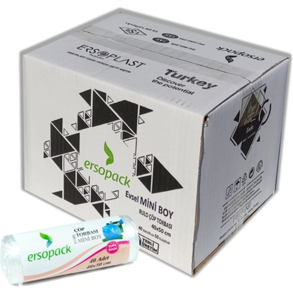 Evsel Mini Boy Çöp Torbası 40x50 Cm 50 Rulo 2000 Adet Çöp Poşeti - 2