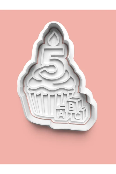 Beş Yaş Doğum Günü Kurabiye Kalıbı Ve Şeker Hamuru Kalıbı - 5 Rakamı ürün görseli