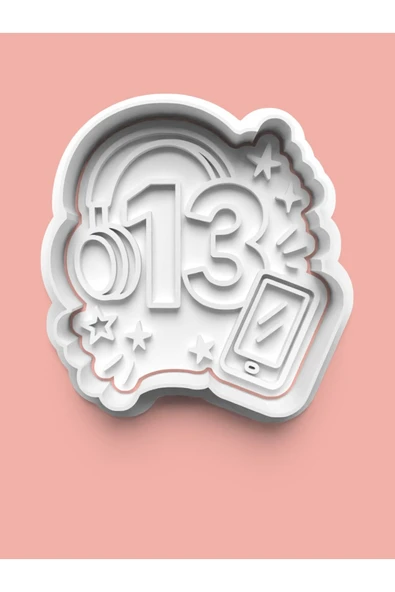 On Üç Yaş Doğum Günü Kurabiye Kalıbı Ve Şeker Hamuru Kalıbı - 13 Rakamı ürün görseli