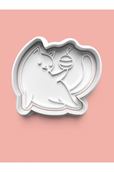 Oyuncak Oynayan Kedicik Figürü Kurabiye Kalıbı Ve Şeker Hamuru Kalıbı ürün görseli