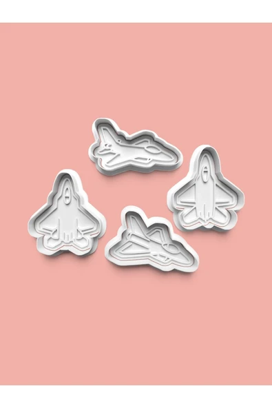 Savaş Uçakları Kurabiye Kalıbı Ve Şeker Hamuru Kalıbı 4'lü set ürün görseli