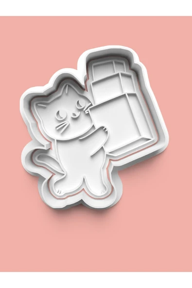 Hediye Taşıyan Kedi Kurabiye Kalıbı Ve Şeker Hamuru Kalıbı ürün görseli
