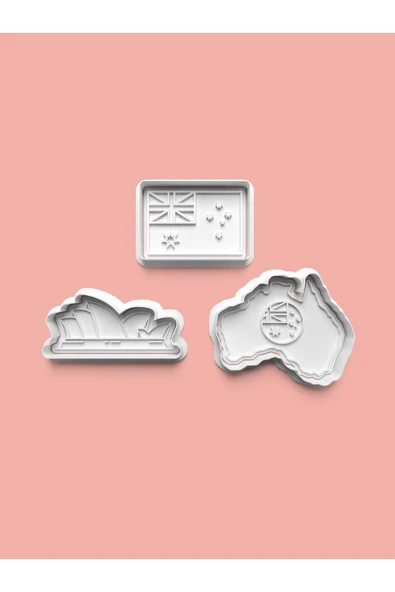 Avusturalya Teması Kurabiye Kalıbı Ve Şeker Hamuru Kalıbı 3'lü set ürün görseli