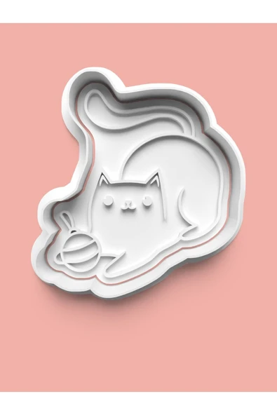 Topaç Oynayan Kedi Figürü Kurabiye Kalıbı Ve Şeker Hamuru Kalıbı ürün görseli