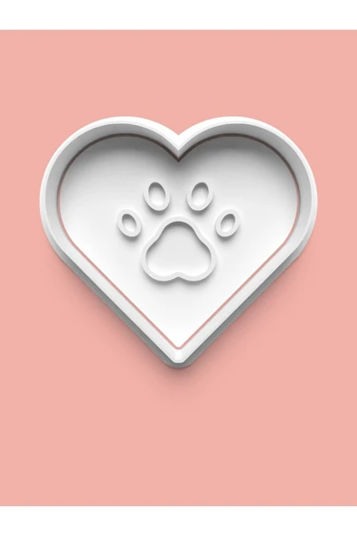 Kalp Temalı Köpek Patisi Kurabiye Kalıbı Ve Şeker Hamuru Kalıbı ürün görseli