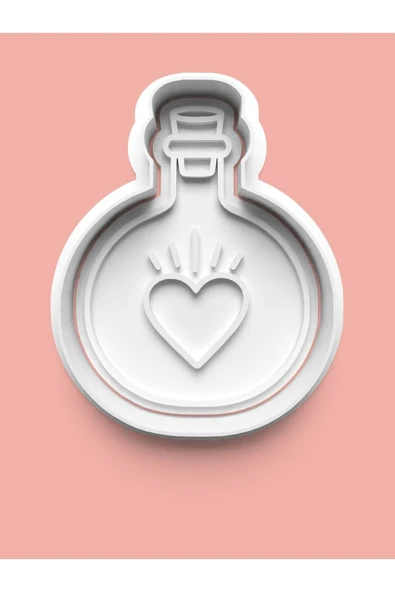 Kalplerle Dolu İksir Şişesi Kurabiye Kalıbı Ve Şeker Hamuru Kalıbı ürün görseli