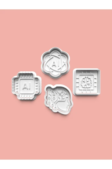 Yapay Zeka Teması Kurabiye Kalıbı Ve Şeker Hamuru Kalıbı 4'lü set ürün görseli