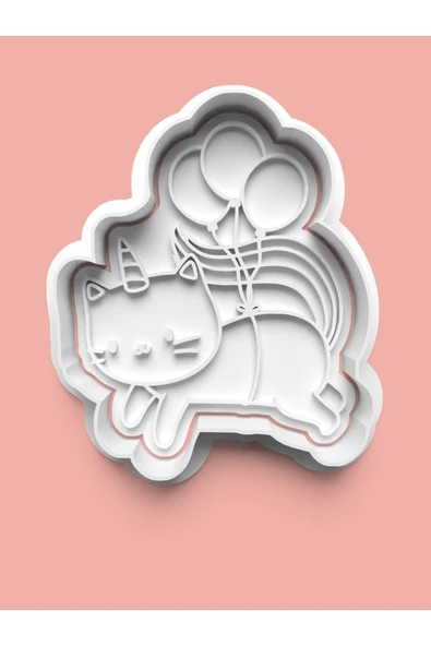 Unicorn Temalı Balonlu Kedicik Figürü Kurabiye Kalıbı Ve Şeker Hamuru Kalıbı ürün görseli