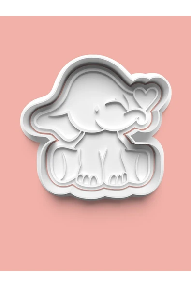 Sevimli Kalp Figürlü Fil Kurabiye Kalıbı Ve Şeker Hamuru Kalıbı ürün görseli