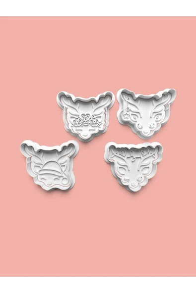 Ren Geyiği Kurabiye Kalıbı Ve Şeker Hamuru Kalıbı 4'lü set ürün görseli