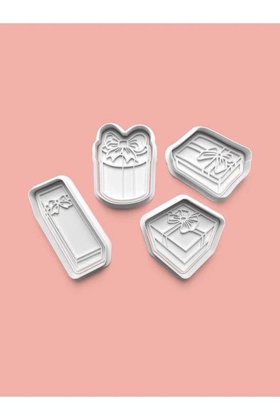 Hediye Kutuları Kurabiye Kalıbı Ve Şeker Hamuru Kalıbı 4'lü set ürün görseli
