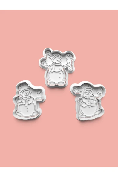 Kardan Adam Figürü Kurabiye Kalıbı Ve Şeker Hamuru Kalıbı 3'lü set ürün görseli