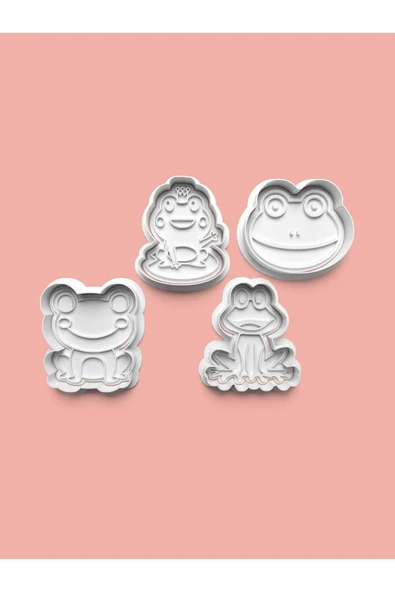 Sevimli Kurbağa Figürü Kurabiye Kalıbı Ve Şeker Hamuru Kalıbı 4'lü set ürün görseli