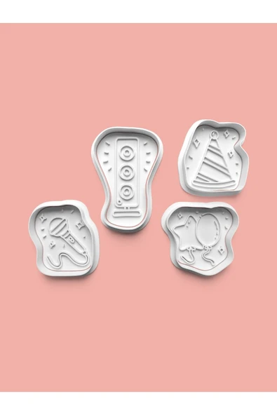 Parti Eğlence Teması Kurabiye Kalıbı Ve Şeker Hamuru Kalıbı 4'lü set ürün görseli