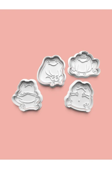 Sevimli Kurbağa Figürü Kurabiye Kalıbı Ve Şeker Hamuru Kalıbı 4'lü set ürün görseli