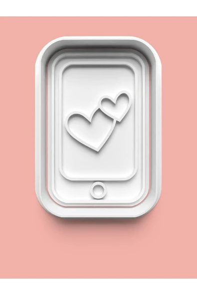 Kalp Figürlü Telefon Ekranı Kurabiye Kalıbı Ve Şeker Hamuru Kalıbı