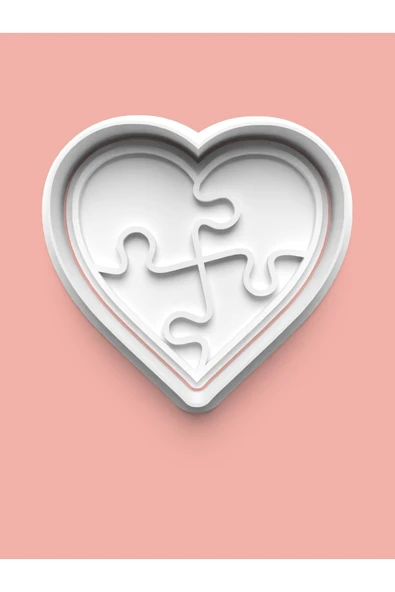 Puzzle Temalı Kalp Kurabiye Kalıbı Ve Şeker Hamuru Kalıbı ürün görseli