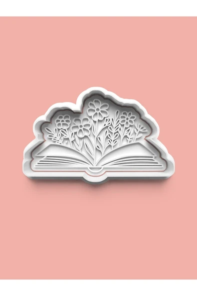 Kitap Temalı Çiçek Figürü Kurabiye Kalıbı Ve Şeker Hamuru Kalıbı