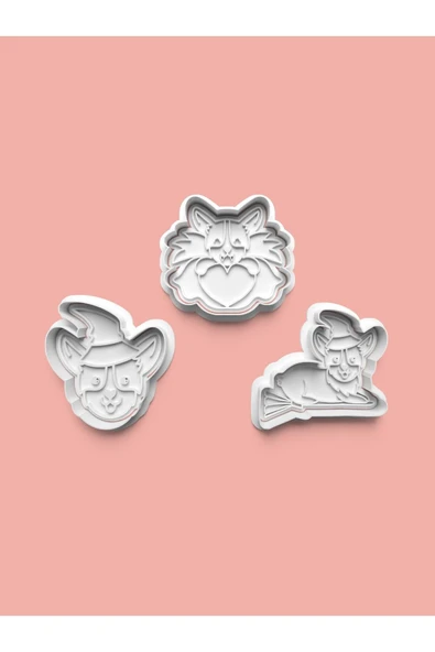 Corgi Köpeği Figürü Kurabiye Kalıbı Ve Şeker Hamuru Kalıbı 3'lü set ürün görseli