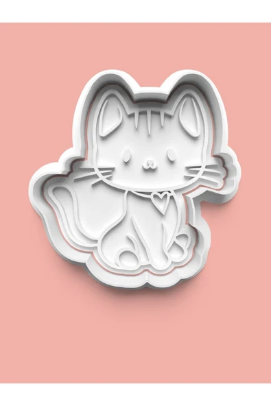 Sevimli Kalp Figürlü Kedicik Kurabiye Kalıbı Ve Şeker Hamuru Kalıbı ürün görseli