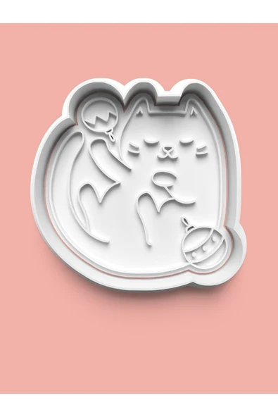 Oyun Oynayan Kedi Kurabiye Kalıbı Ve Şeker Hamuru Kalıbı ürün görseli