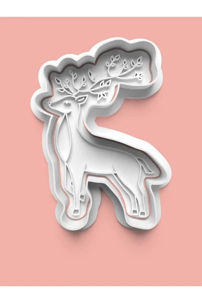 Uzun Boynuzlu Geyik Figürü Kurabiye Kalıbı Ve Şeker Hamuru Kalıbı ürün görseli
