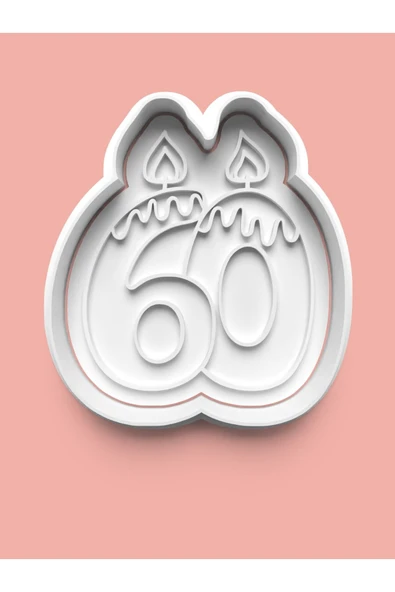 Mum Figürlü Altmış Rakamı Kurabiye Kalıbı Ve Şeker Hamuru Kalıbı - 60 Numara ürün görseli