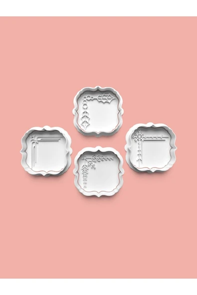 Süslü Çerçeveler Kurabiye Kalıbı Ve Şeker Hamuru Kalıbı 4'lü set ürün görseli
