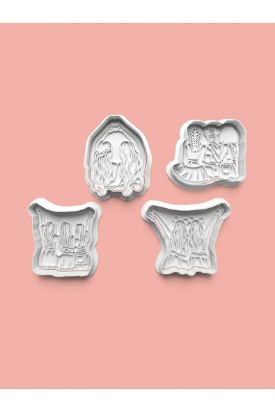 Kız Arkadaşlar Kurabiye Kalıbı Ve Şeker Hamuru Kalıbı 4'lü set ürün görseli