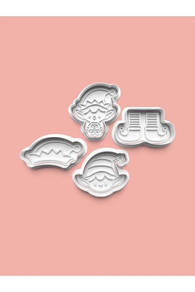 Elf Figürü Kurabiye Kalıbı Ve Şeker Hamuru Kalıbı 4'lü set ürün görseli