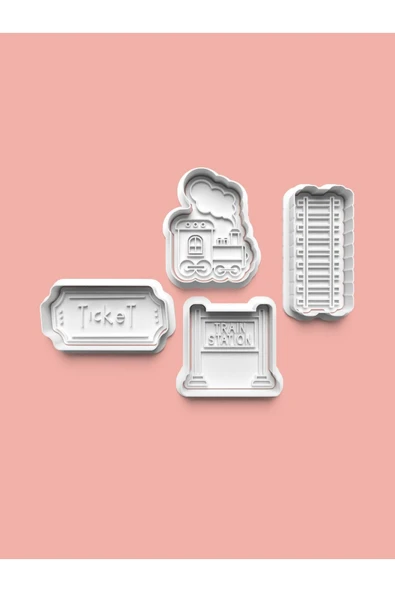 Tren İstasyonu Kurabiye Kalıbı Ve Şeker Hamuru Kalıbı 4'lü set ürün görseli
