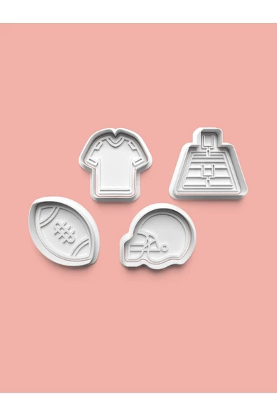 Amerikan Futbolu Kurabiye Kalıbı Ve Şeker Hamuru Kalıbı 4'lü set ürün görseli