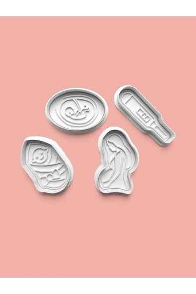 Gebelik Hamilelik Teması Kurabiye Kalıbı Ve Şeker Hamuru Kalıbı 4'lü set ürün görseli